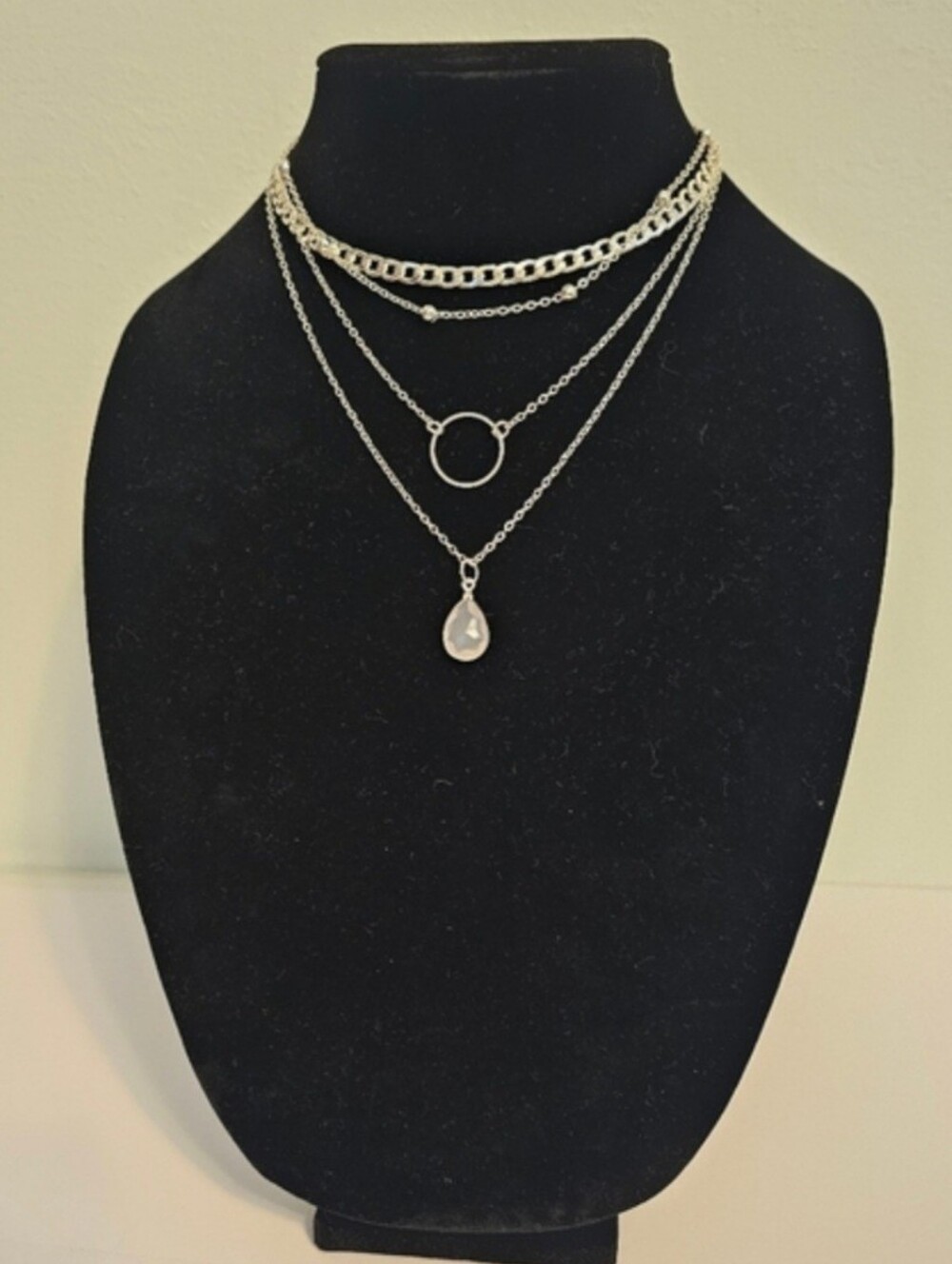 Boho Water Drop Pendant Multi-Layer Necklace NIP